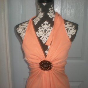 CORKY CRAIG  California   Dress Vintage Antique Peach  Halter